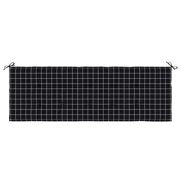 Възглавница за пейка 150x50x4 см черно каре — оксфорд плат - Image 4