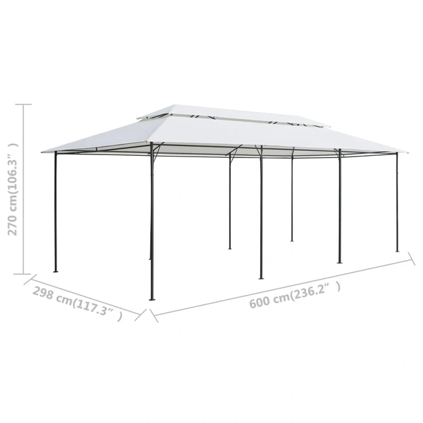 Шатра 6 x 3 м бяла — полиестер 180 г/м² — със завеси — стомана - Image 7