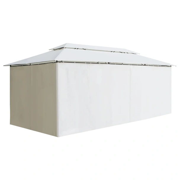 Шатра 6 x 3 м бяла — полиестер 180 г/м² — със завеси — стомана - Image 3