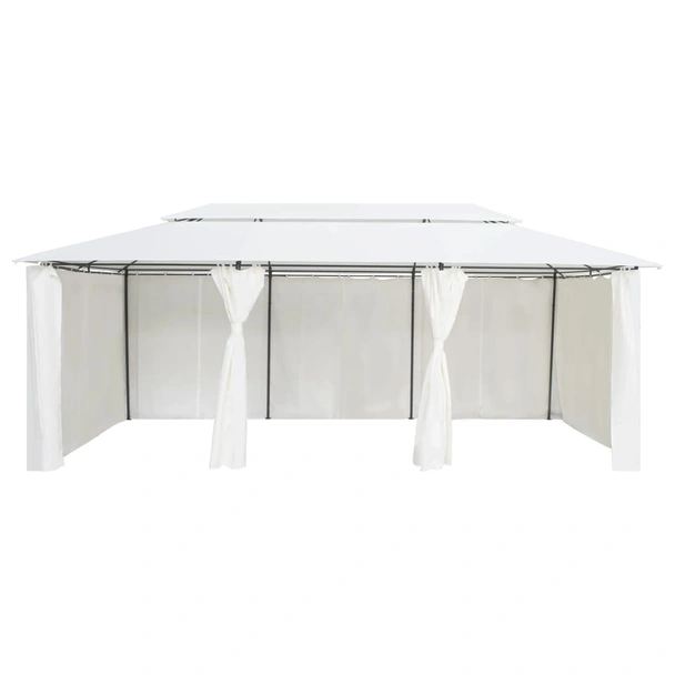 Шатра 6 x 3 м бяла — полиестер 180 г/м² — със завеси — стомана - Image 2