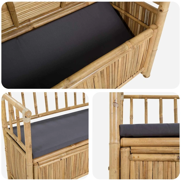 Пейка с ракла 110x47x80 см естествен бамбук — за съхранение - Image 7