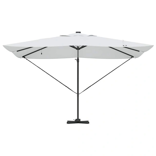 Плажен чадър 3.5 x 2.5 x 2.7 м пясъчен — полиестер — с LED — алуминиева рамка - Image 6