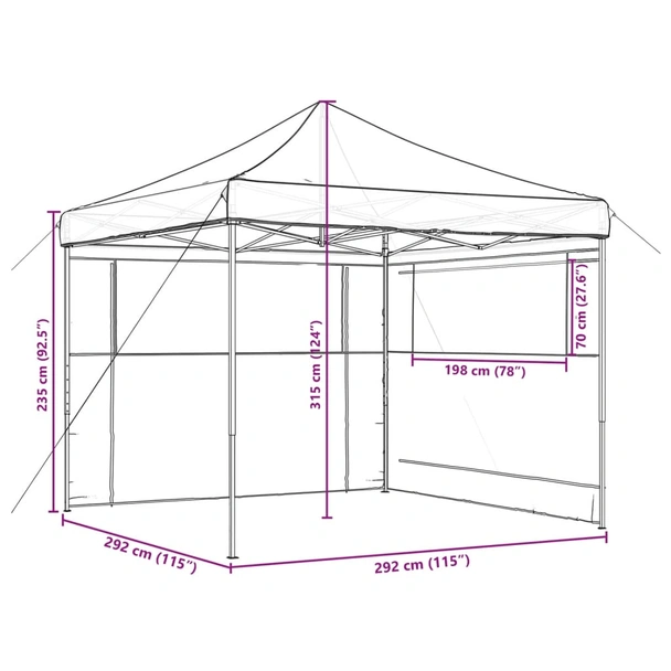 Pop-up парти шатра 2,9 x 2,9 м теракота — оксфорд с PVC — 2 стени — стомана - Image 9