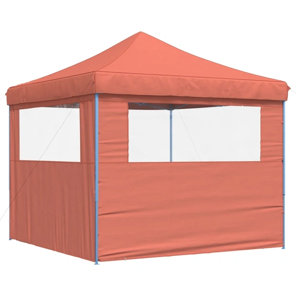 Pop-up парти шатра 2,9 x 2,9 м теракота — оксфорд с PVC — 2 стени — стомана - Image 5