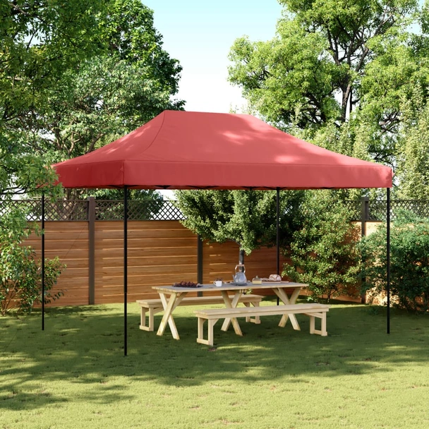 Pop-up парти шатра 4,1 x 2,8 м бордо — оксфорд с PVC — стоманена рамка