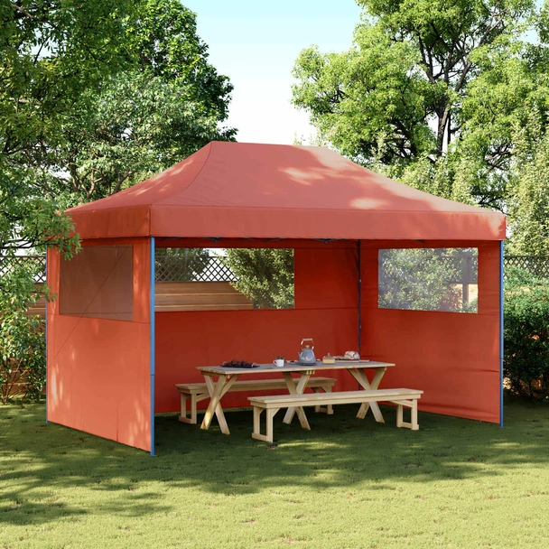 Pop-up парти шатра 4,4 x 2,9 м теракота — оксфорд с PVC — 3 стени — стомана