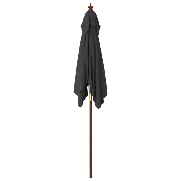 Градински чадър 2 x 2 м черен — полиестер — с вентилация — дървен прът - Image 4
