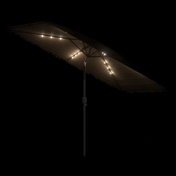 Градински чадър 3 x 2 x 2.5 м кафяв — LED — стоманен прът - Image 8