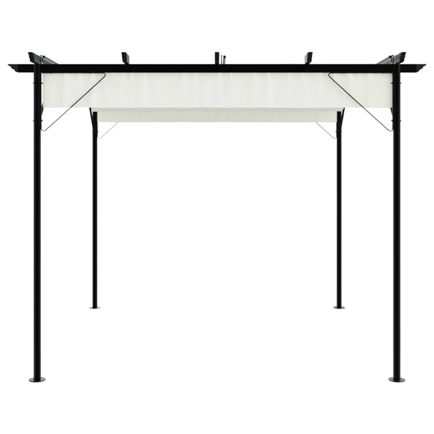 Пергола с прибиращ се покрив, кремавобяла, 3х3 м, стомана-VL49325 - Image 3