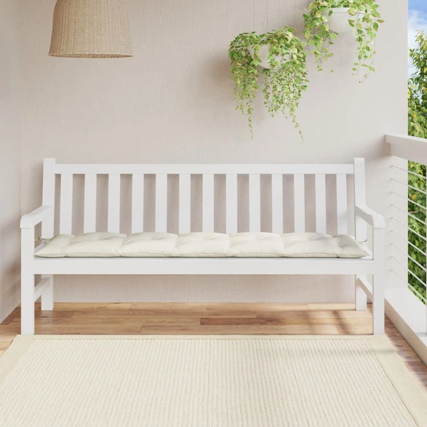 Възглавница за пейка 180x50x7 см меланж кремава — 100% полиестер - Image 3
