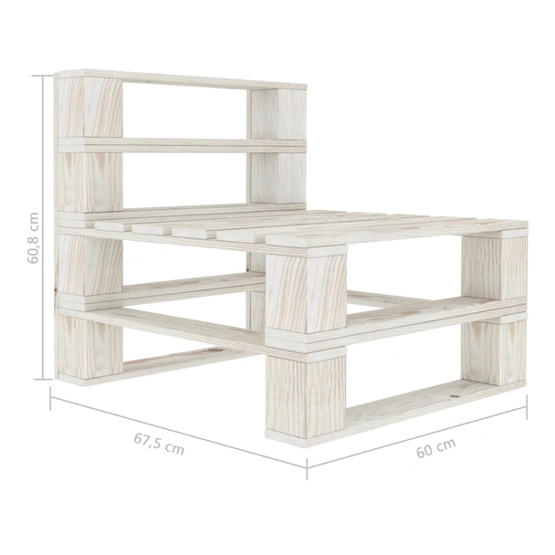 Диван от палети 60 × 67,5 × 60,8 см бял — борова дървесина - Image 5