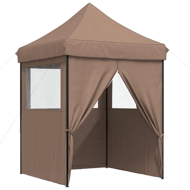 Pop-up парти шатра 2 x 2 м кафява — оксфорд с PVC — 4 стени — стомана - Image 8