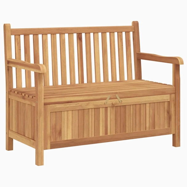 Градинска пейка с ракла 114×60×90 см — масивна тика — 2 врати - Image 2