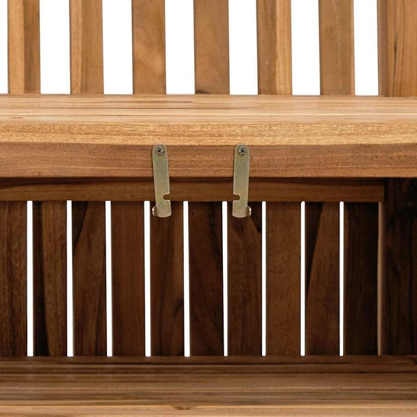 Градинска пейка с ракла 114×60×90 см — масивна тика — 2 врати - Image 10