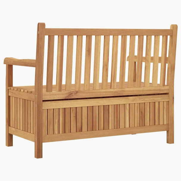 Градинска пейка с ракла 114×60×90 см — масивна тика — 2 врати - Image 7