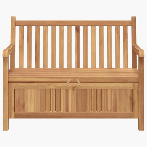 Градинска пейка с ракла 114×60×90 см — масивна тика — 2 врати - Image 5