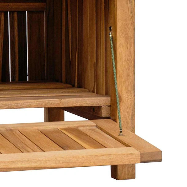 Градинска пейка с ракла 114×60×90 см — масивна тика — 2 врати - Image 9