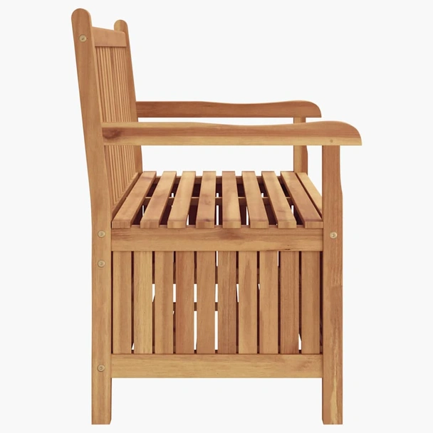 Градинска пейка с ракла 114×60×90 см — масивна тика — 2 врати - Image 4