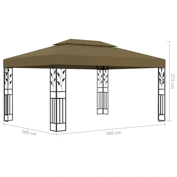 Шатра 4 x 3 м таупе — полиестер 180 г/м² — двоен покрив и LED — стомана - Image 10