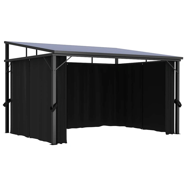 Градинска шатра 4 x 3 м антрацит — PVC покрив — 4 завеси — стоманена рамка - Image 6