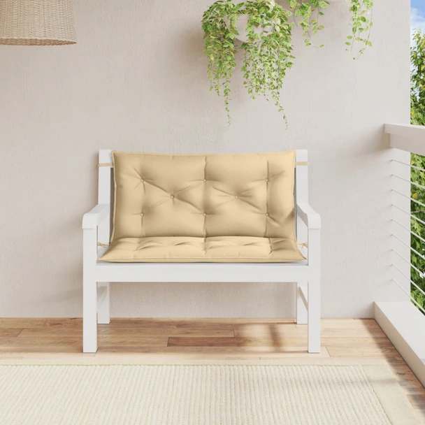 Възглавници за пейка 2 бр 100x50x7 см бежови — 100% полиестер - Image 3