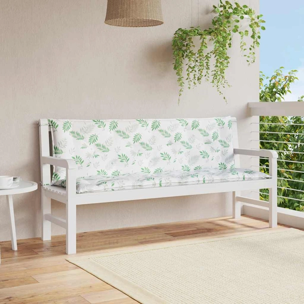 Възглавници за пейка 150x50x7 см с печатен десен листа, комплект 2 бр