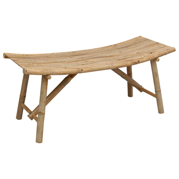 Градинска пейка 110 × 45 × 50 см — бамбук — извит дизайн - Image 2