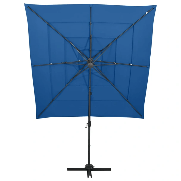 Градински чадър 2,5 x 2,5 м лазурносин — полиестер — със стойка — алуминиева рамка - Image 2