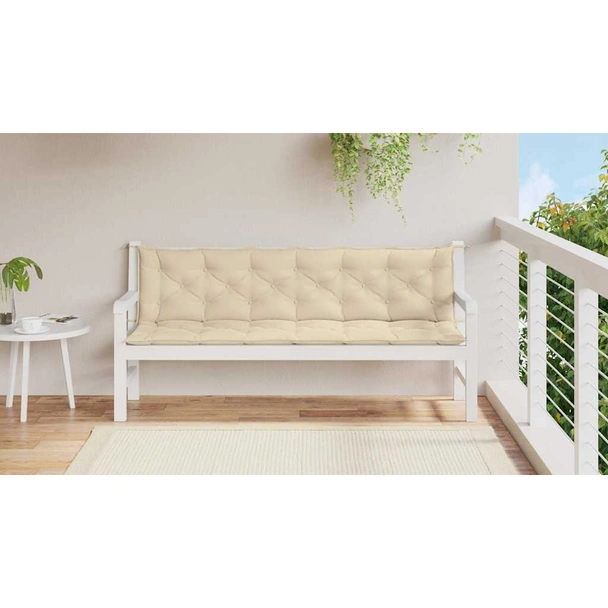 Възглавница за пейка 200x(50+50)x7 см бежова — оксфорд плат - Image 3