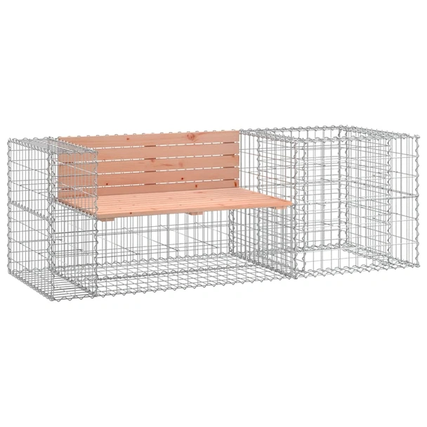 Градинска пейка с габионна кошница 192 × 71 × 65,5 см — дугласко дърво - Image 2