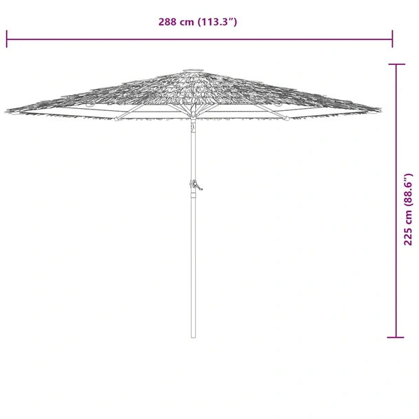 Градински чадър 2.9x2.9x2.3 м кафяв — слама — с LED — стомана - Image 13