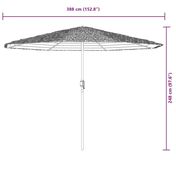 Градински чадър 3.9 x 3.9 x 2.5 м кафяв — слама — с LED светлини — стоманена рамка - Image 13