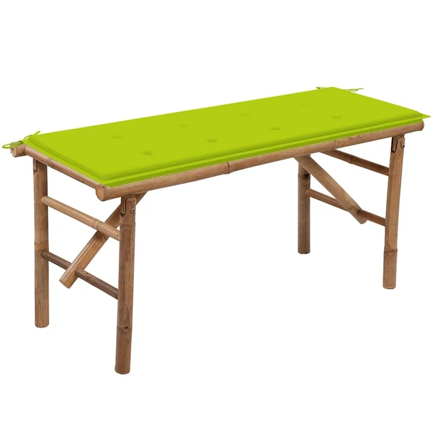 Сгъваема пейка 118x38x45 см кафява — бамбук — яркозелена (4 см)