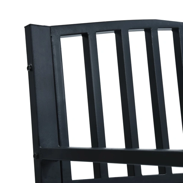 Градинска пейка 125 × 53 × 82 см черна — стомана — с подлакътници - Image 5