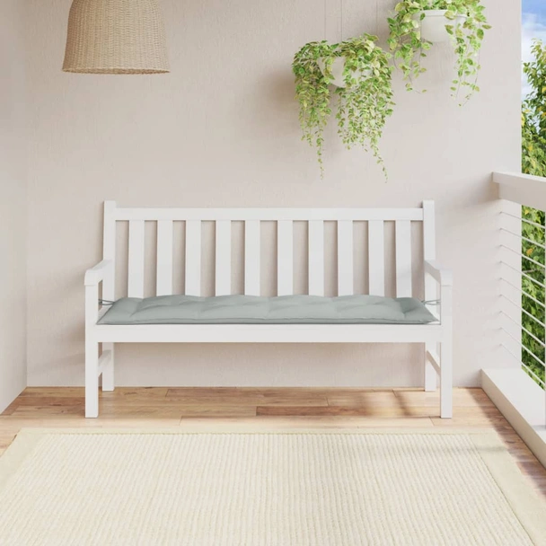 Възглавница за пейка 150x50x7 см светлосива меланж — полиестер - Image 3