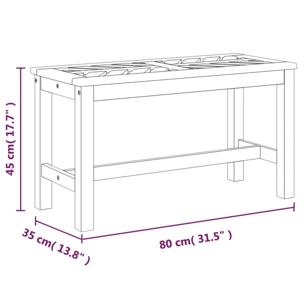 Градинска пейка 80×35×45 см — акациев масив — летви рибена кост - Image 7