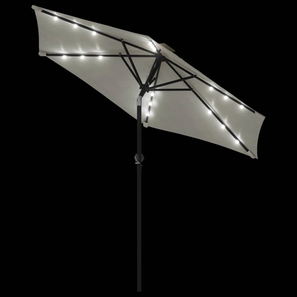 Градински чадър 2,3 x 2,3 м бял — полиестер — с LED — стоманен прът - Image 8