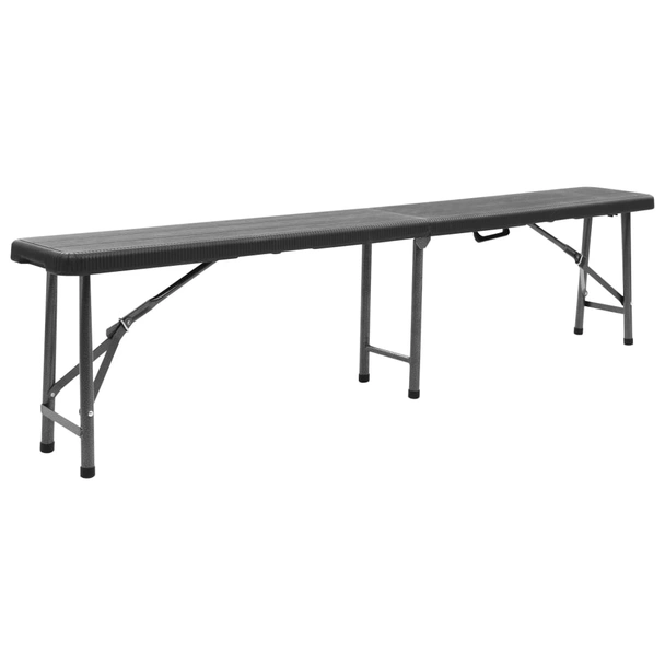 Сгъваеми градински пейки 180 см черни — HDPE — 2 бр — стоманена рамка - Image 2