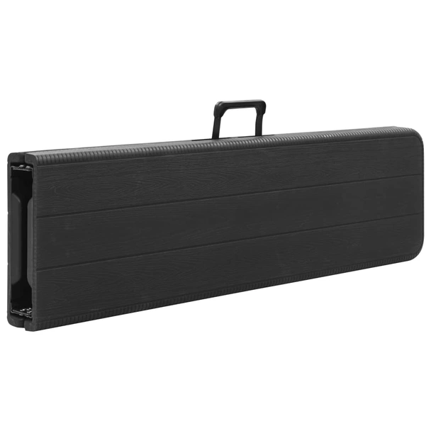 Сгъваеми градински пейки 180 см черни — HDPE — 2 бр — стоманена рамка - Image 6