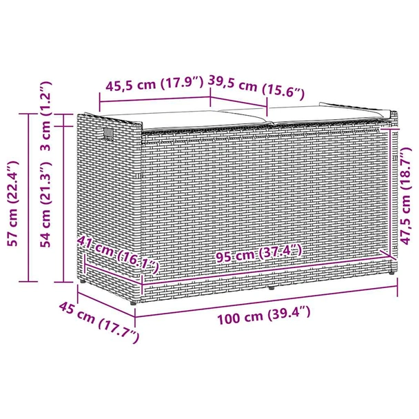 Пейка за съхранение 100 × 45 × 57 см кафява — PE ратан с ракла - Image 11