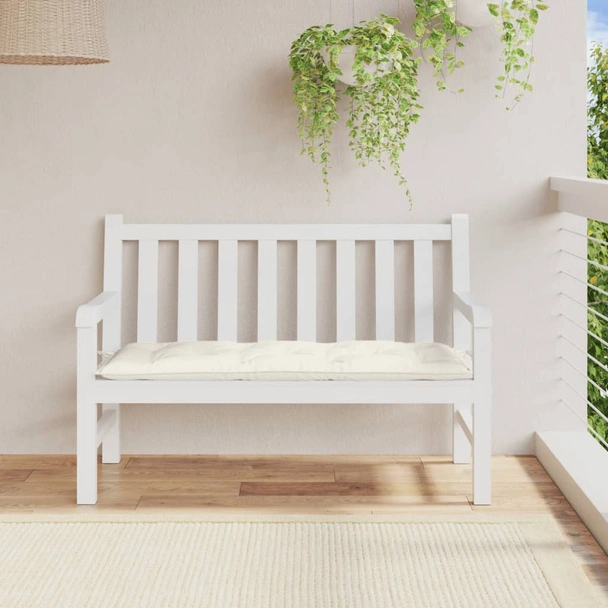 Възглавница за пейка 120x50x7 см кремава меланж — полиестер - Image 3