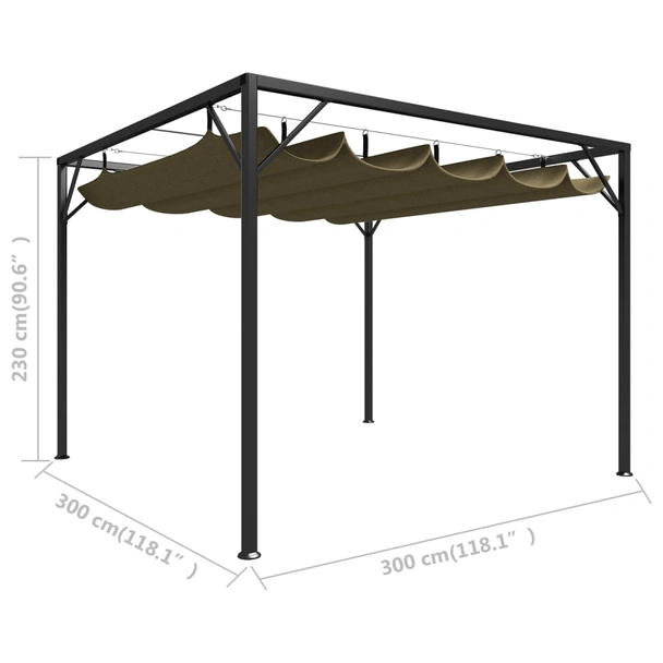 Градинска шатра 3 x 3 м таупе — полиестер 180 г/м² — прибиращ се покрив - Image 8