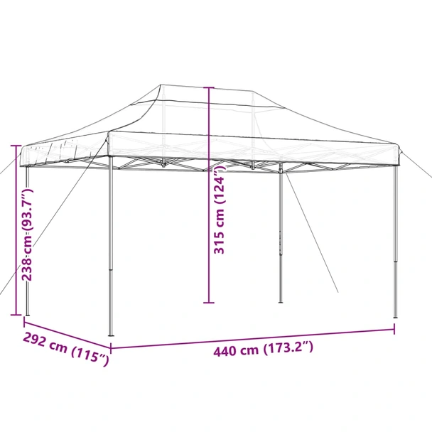 Pop-up парти шатра 4,4 x 2,9 м бордо — оксфорд с PVC — стоманена рамка - Image 9