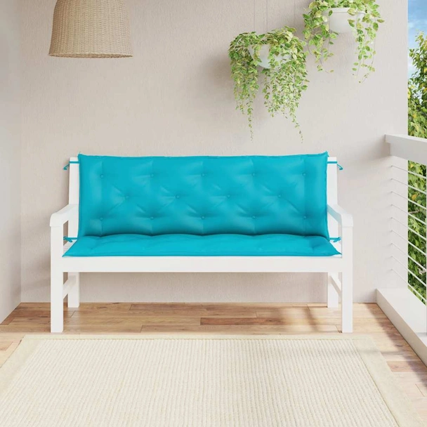 Възглавници за пейка 150x50x7 см тюркоаз, комплект 2 бр — полиестер - Image 3