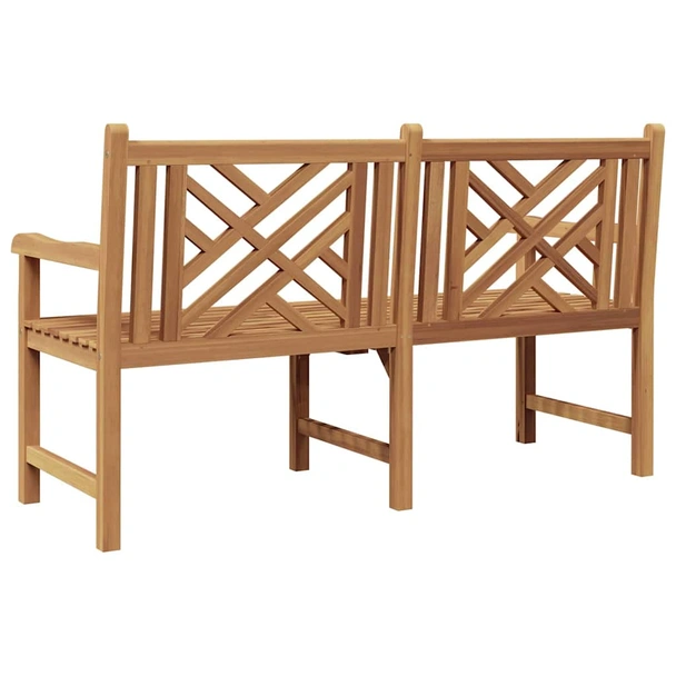 Градинска пейка 150x60x90 см кафява — тиково дърво масив — с подлакътници - Image 8