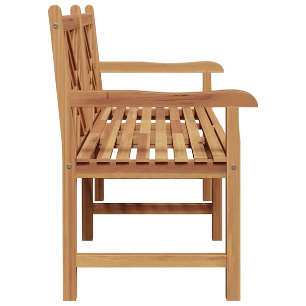 Градинска пейка 150x60x90 см кафява — тиково дърво масив — с подлакътници - Image 7
