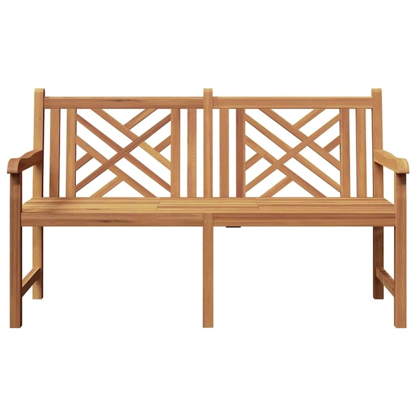 Градинска пейка 150x60x90 см кафява — тиково дърво масив — с подлакътници - Image 6
