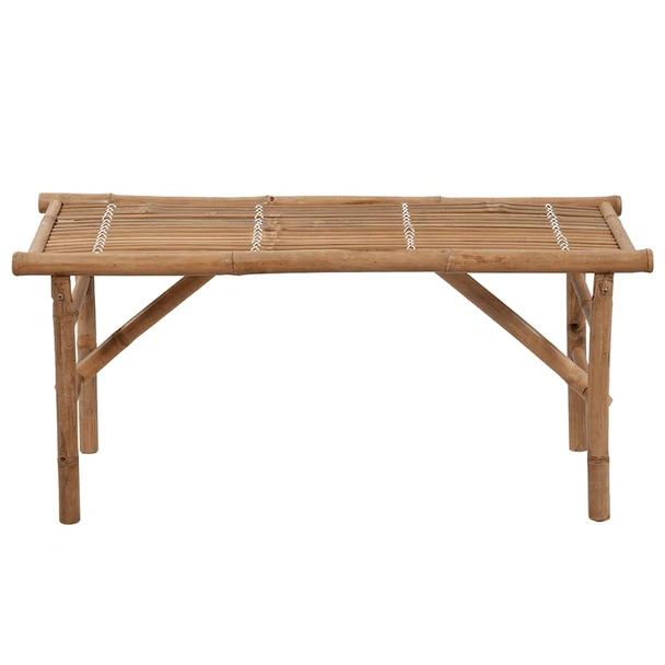 Сгъваема пейка 118x38x45 см кафява — бамбук — виненочервена (4 см) - Image 3