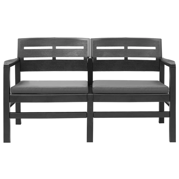 2-местна пейка с възглавници 133 × 65 × 74,5 см антрацит — полиетилен - Image 2