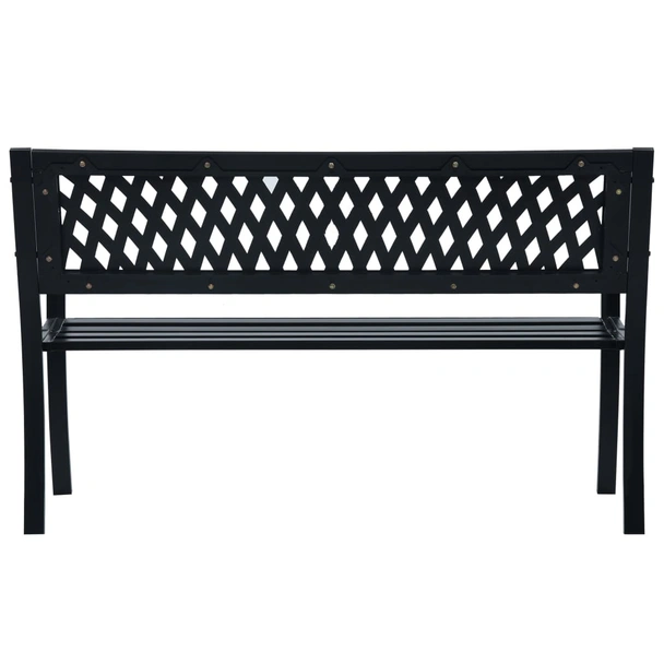 Градинска пейка 125x53x77 см черна — стомана и пластмасова облегалка - Image 4